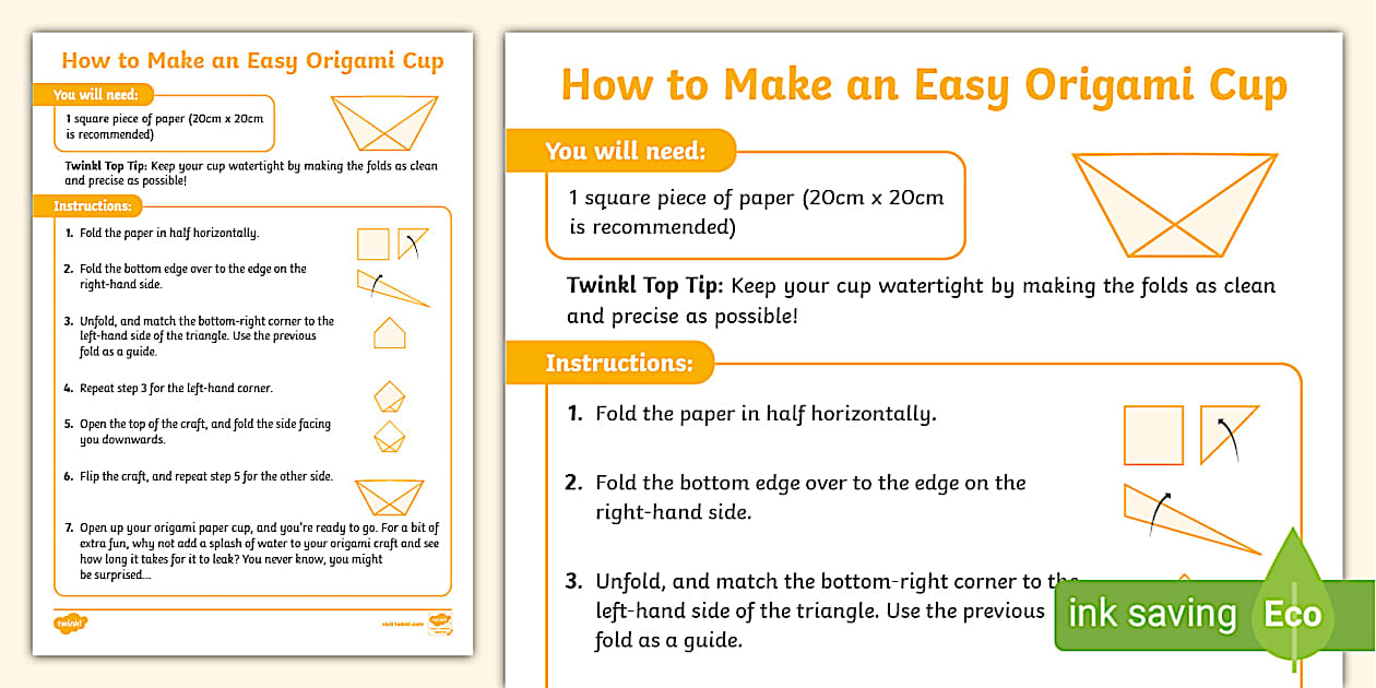 How to Make an Easy Origami Cup (teacher made) - Twinkl