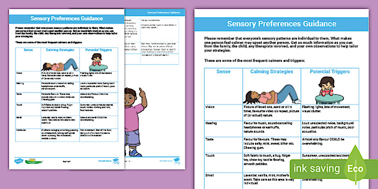 Sensory Triggers and Calming Strategies Guidance - Twinkl