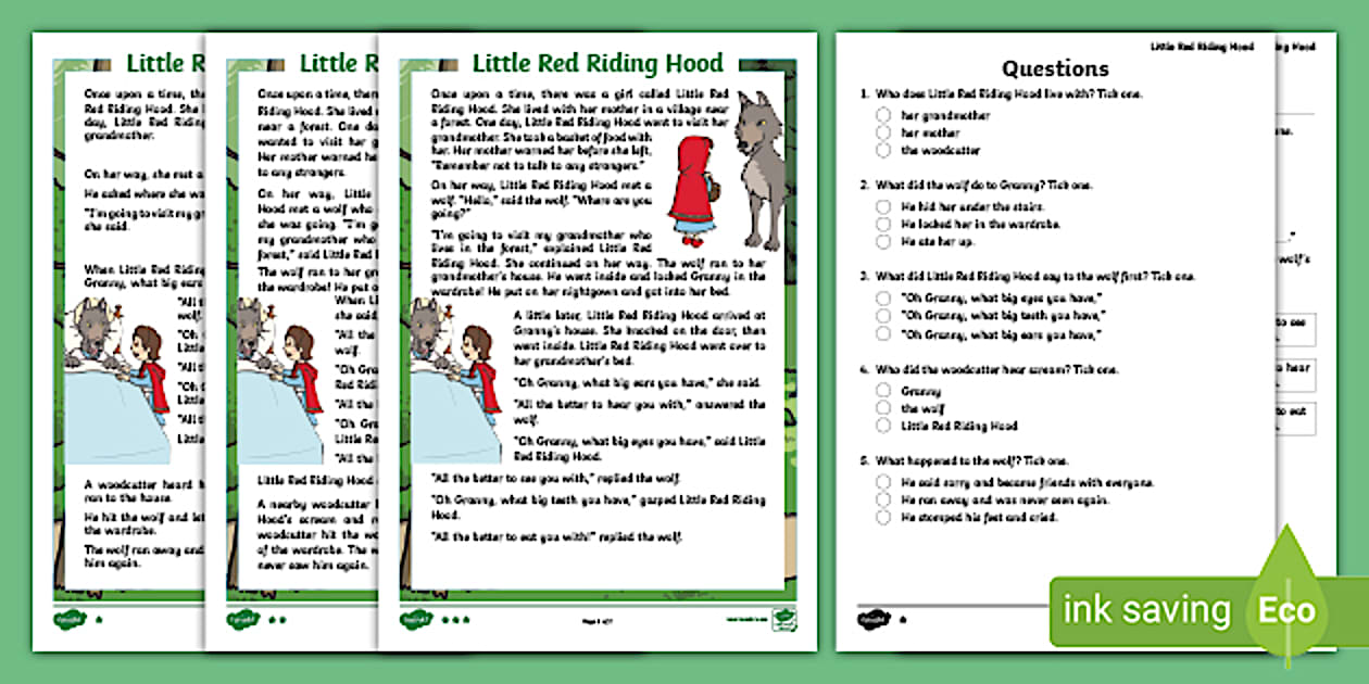 Dyslexic Little Red Riding Hood Traditional Tales Differentiated Reading
