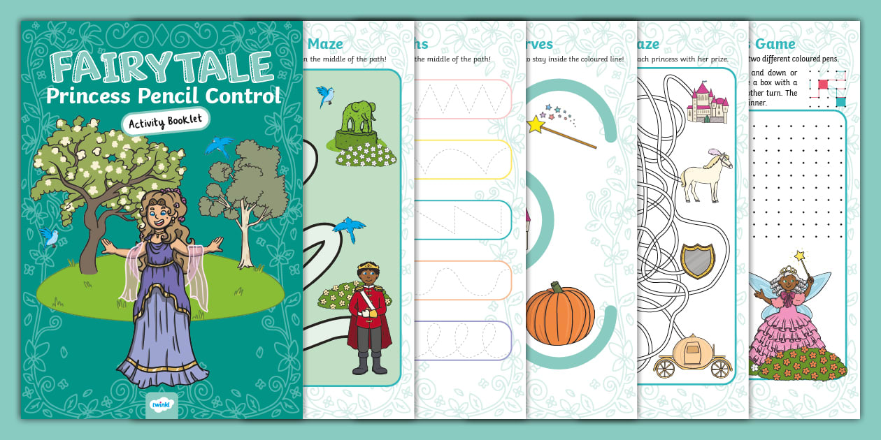 Fairy Tale Princess Pencil Control A5 Activity Booklet