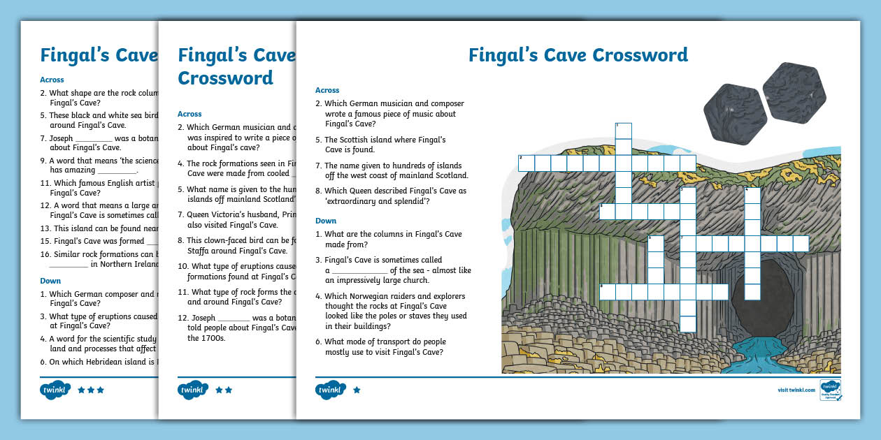 Fingal s Cave Differentiated Crossword Puzzle (teacher made)