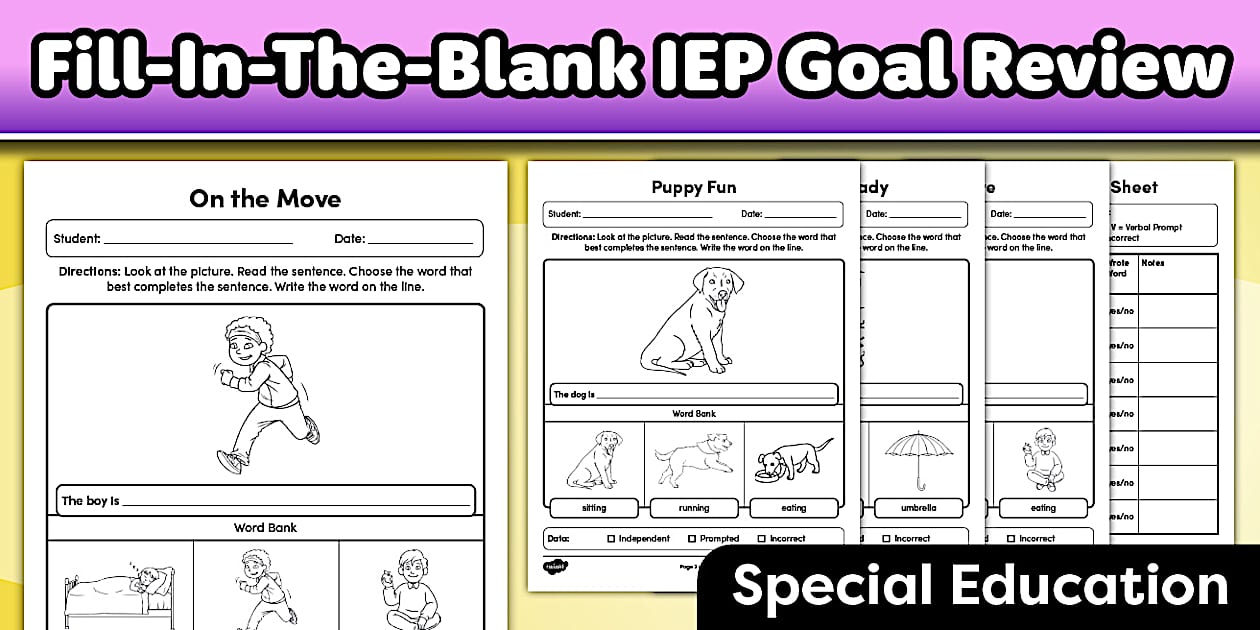 New Fill Fill In the Blank IEP Goal Review for Special Education