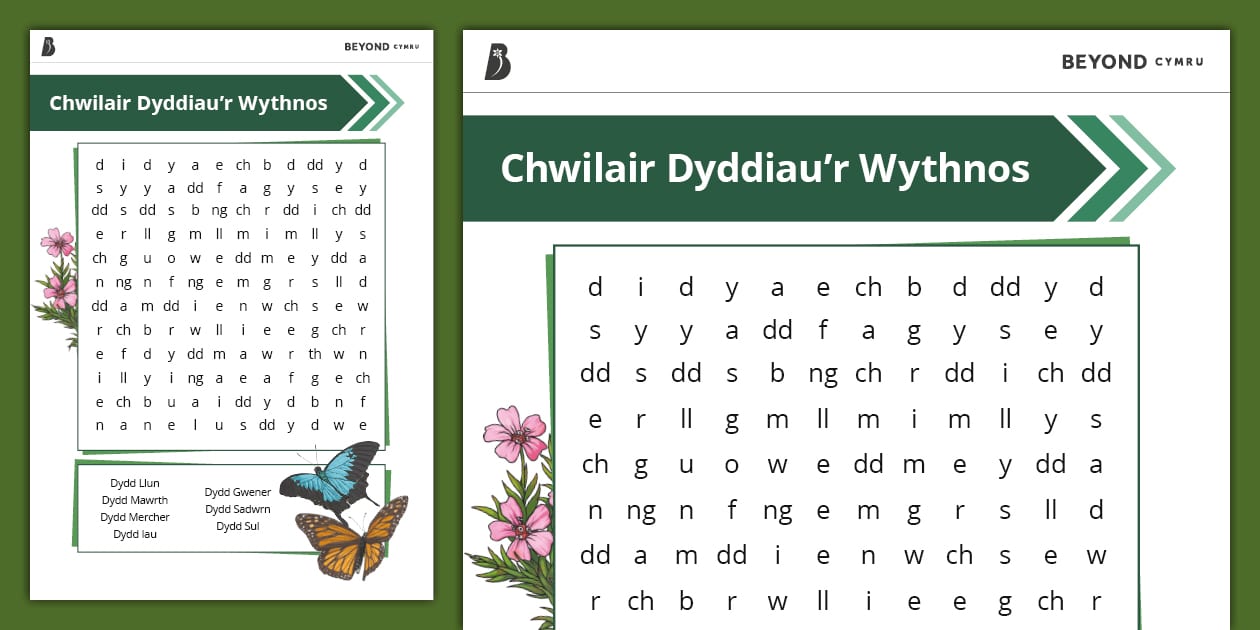 Dysgu Cymraeg: Chwilair Dyddiau'r Wythnos