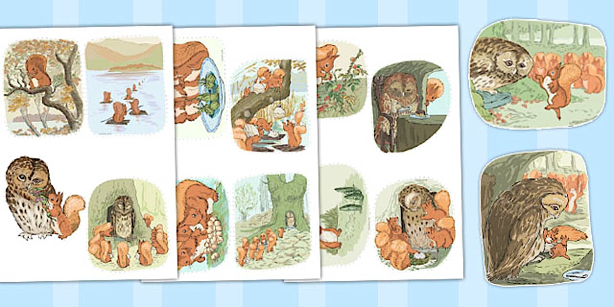 Black and White The Tale of Squirrel Nutkin Story Cut Outs (Beatrix Potter)
