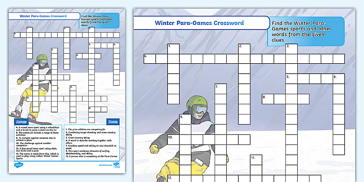 Winter Para Games Crossword The Games Resources