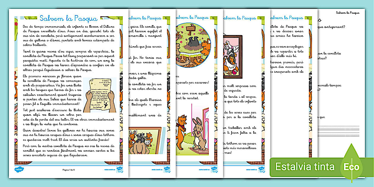 Comprensió lectora: Salvem la Pasqua - Català - Twinkl