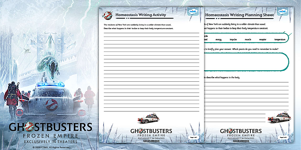 FREE Ghostbusters: Homeostasis Scientific Writing Worksheet