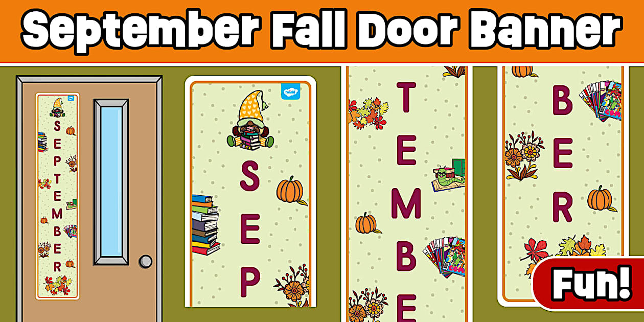 September Fall Sign September Fall Classroom Door Decoration Banner