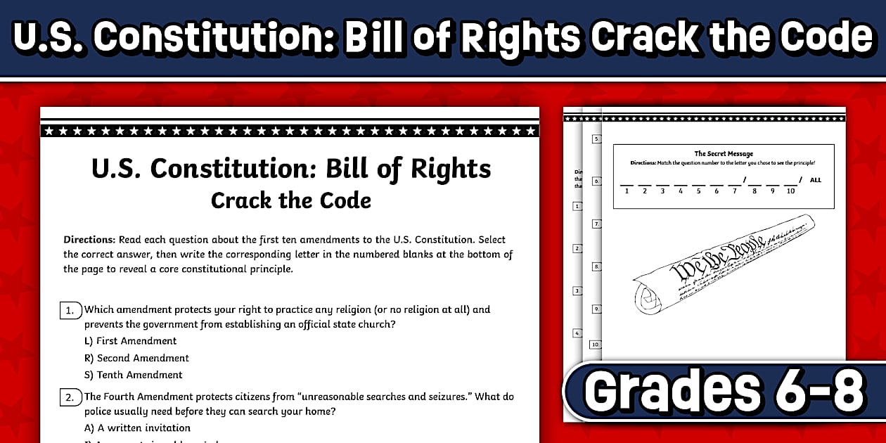 U.S. Constitution: Bill of Rights Crack the Code Activity