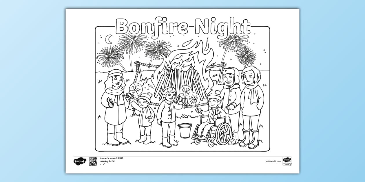 Bonfire Night Colouring Page - Mindfulness - Twinkl