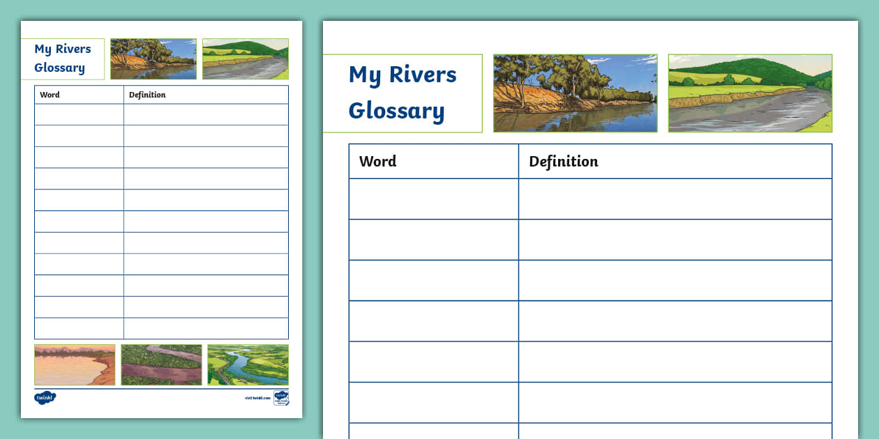 Rivers Glossary Writing Template - Twinkl