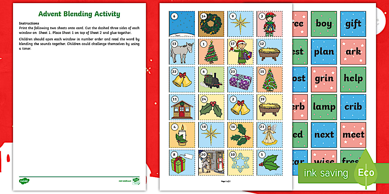 Advent Calendar Blending Activity (teacher made) Twinkl