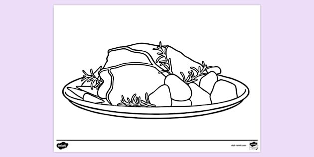 Roast Lamb Dinner Colouring Sheet | Colouring Shoes - Twinkl