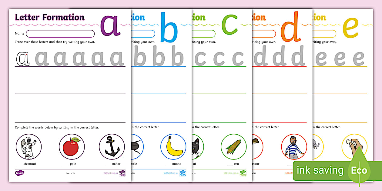 Black and White Letter Formation Worksheets Twinkl