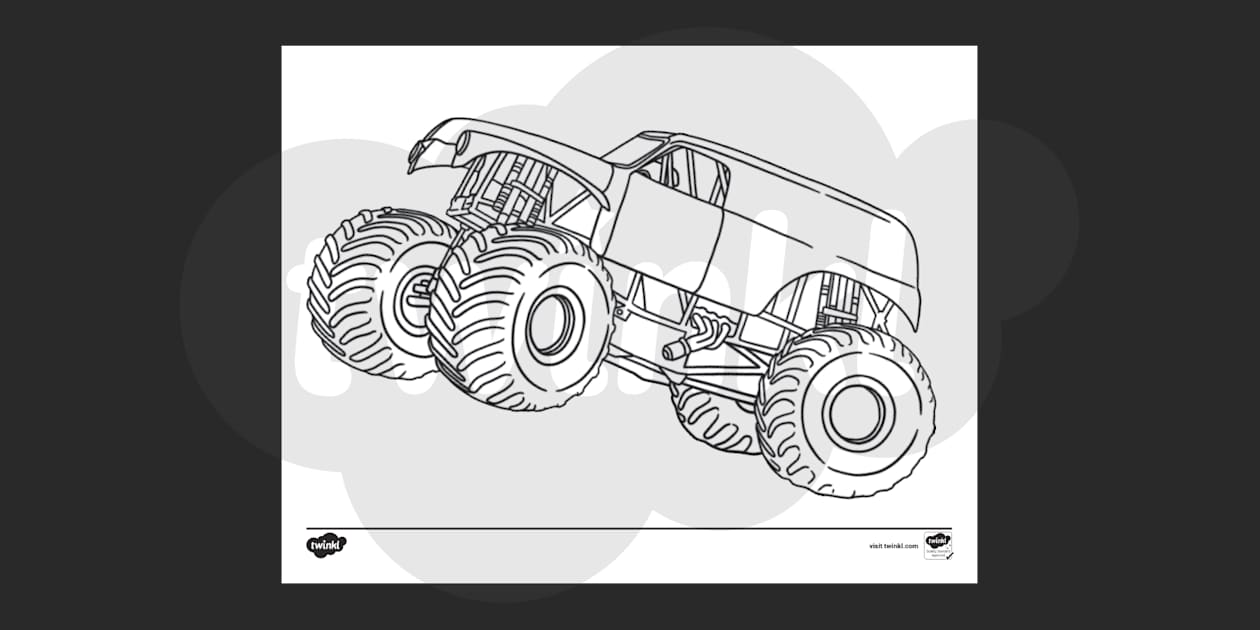 monster truck line drawing