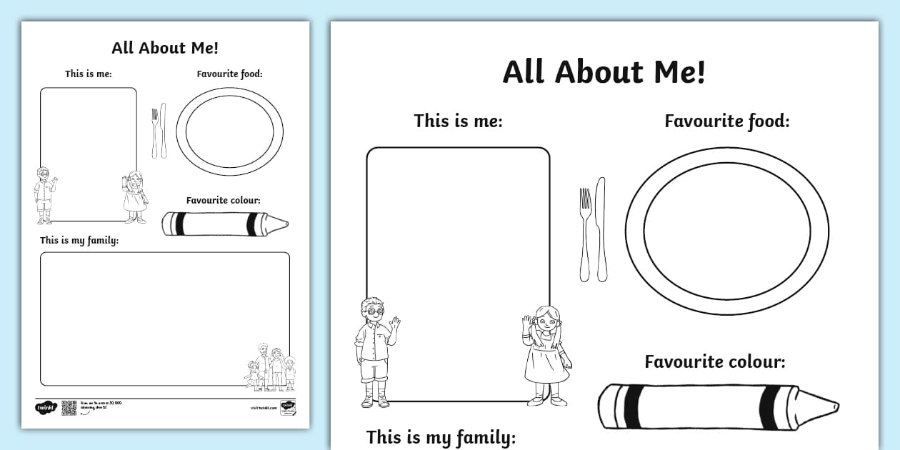 All about me colouring pages activity worksheet twinkl