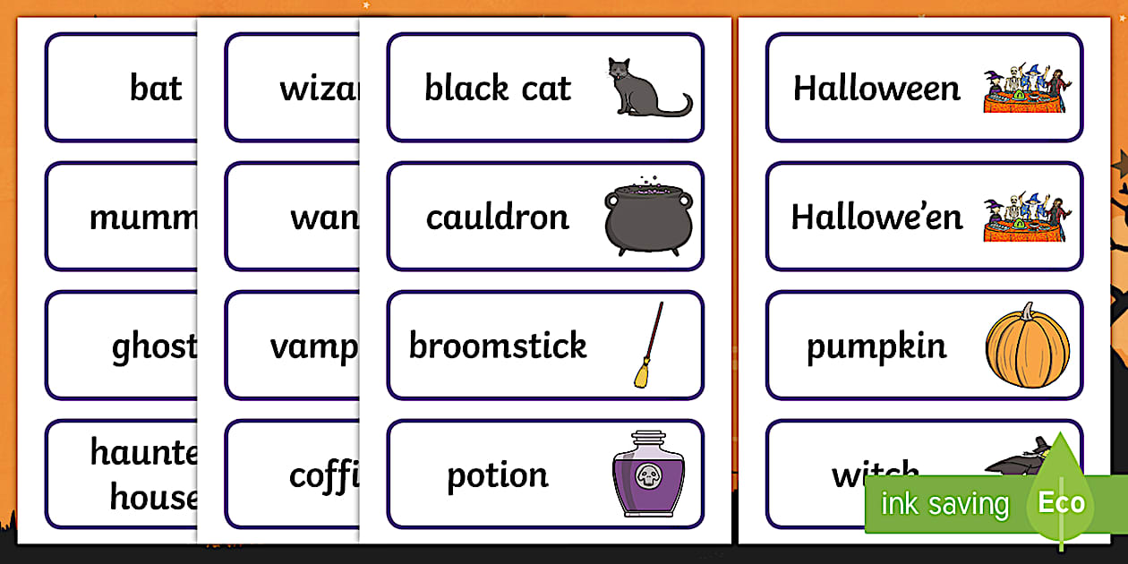Halloween Aistear Word Cards