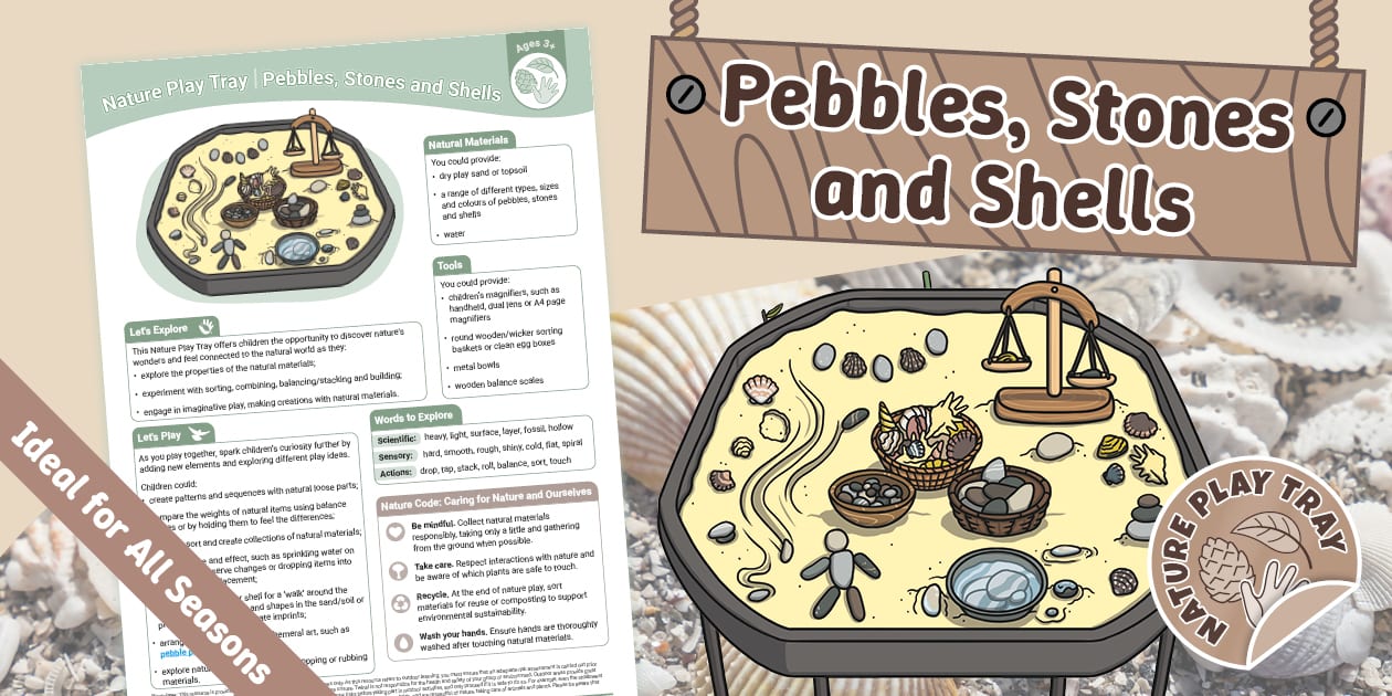 Outdoor Tray Ideas | Nature Play: Pebbles, Stones, Shells