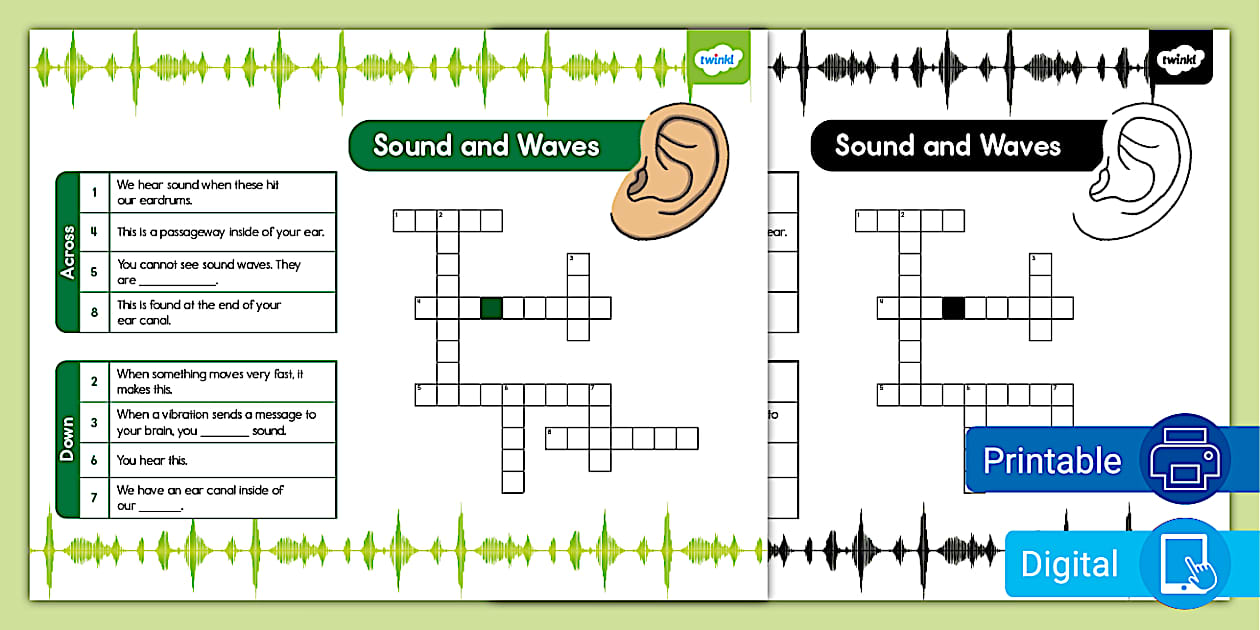 Sound Waves Crossword Puzzle Resources Twinkl USA