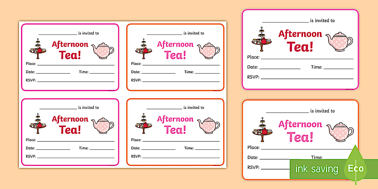 Afternoon Tea Invite Template - Primary Resources - Twinkl