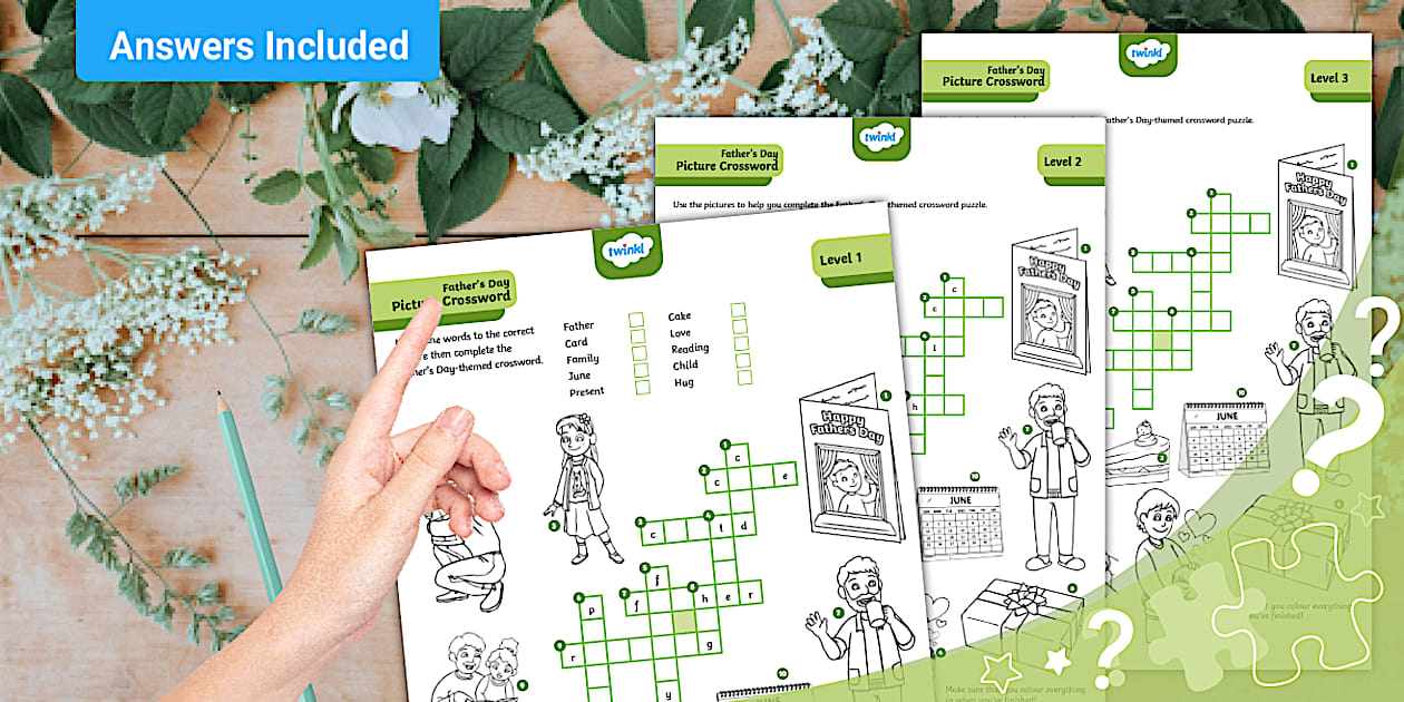 Father s Day Picture Crossword Puzzle All Levels Twinkl
