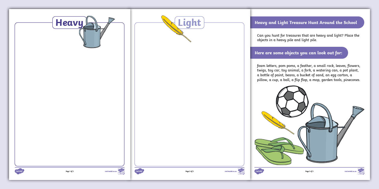 Grade R: Mass - Heavy and Light Treasure Hunt at School