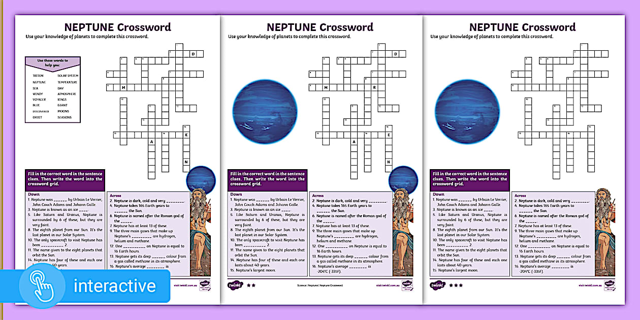 Neptune Crossword Interactive PDF Year 5 Science Twinkl