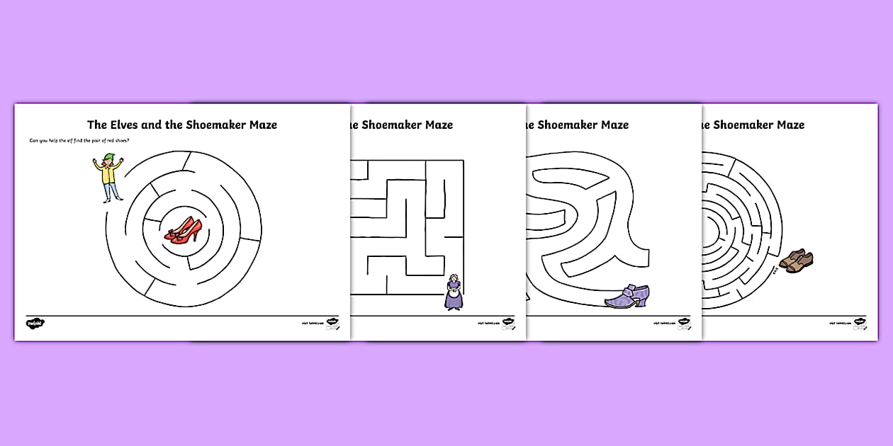 Black and White The Elves and the Shoemaker Differentiated Maze ...
