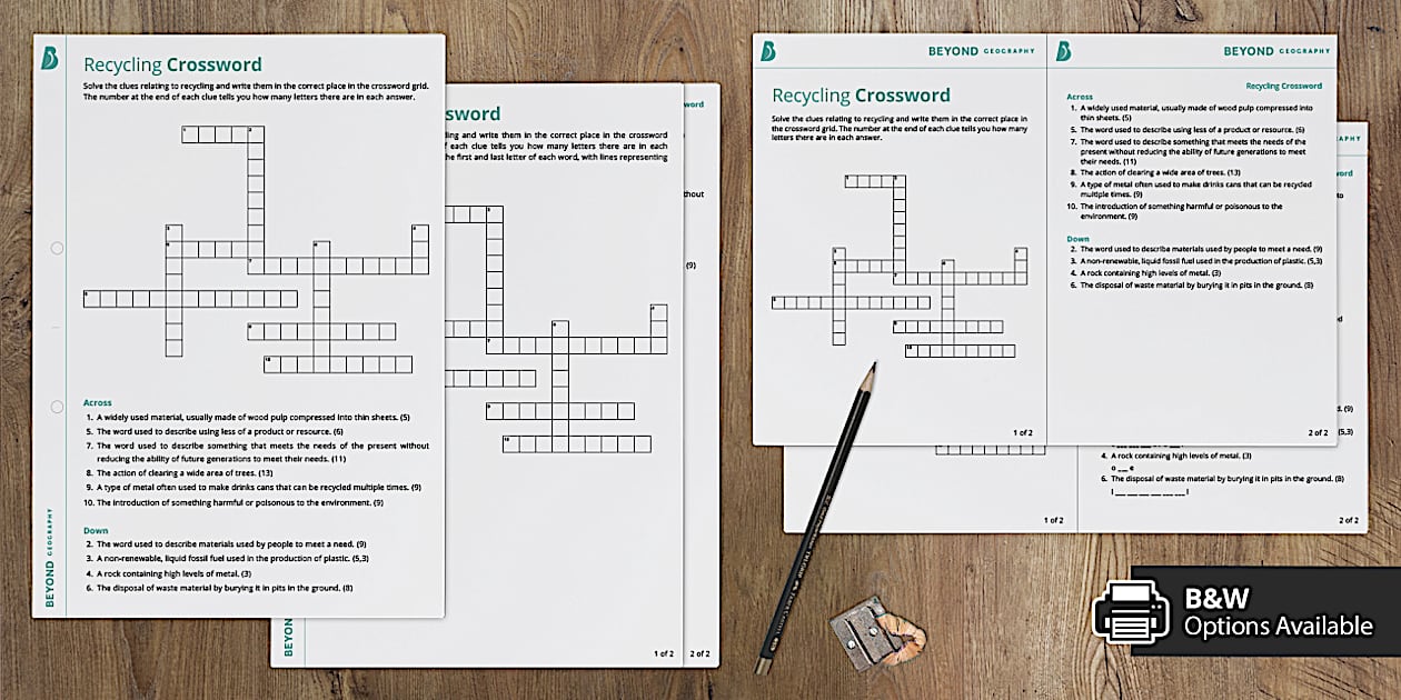 Recycling Crossword (Teacher-Made) - Twinkl