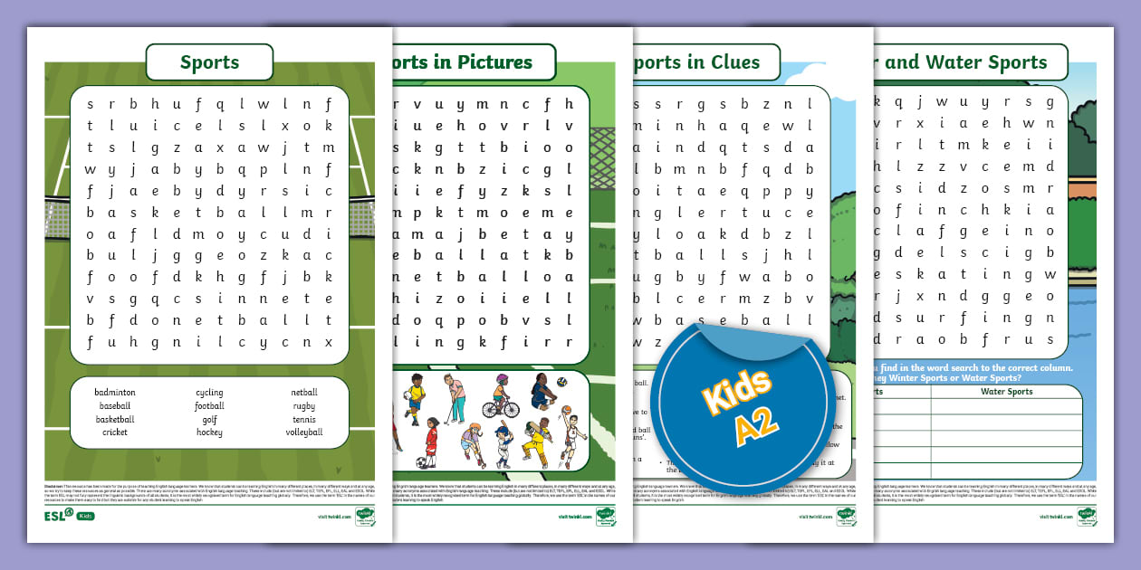 ESL Sports Word Search - Fun Vocabulary Activity - Twinkl