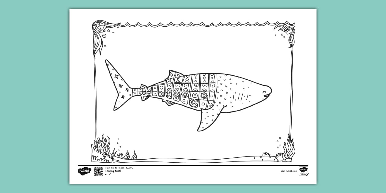 Whale Shark Mindfulness Colouring Page (teacher made)
