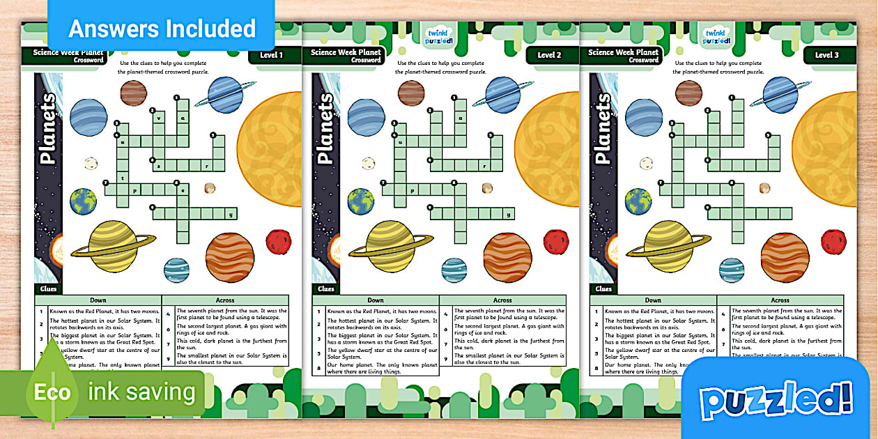 Fun Planet Crossword Puzzle Pack Twinkl Puzzled kids