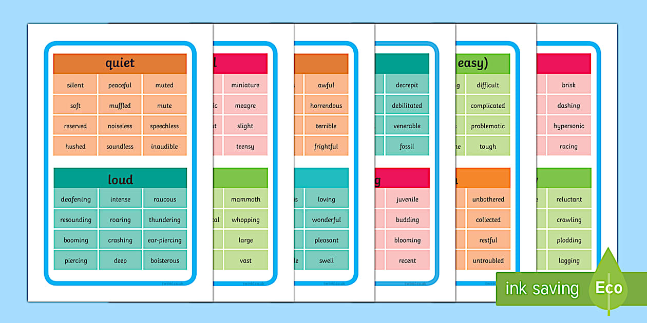 Alternative Adjectives Vocabulary Sign - ESL Adjectives Resources