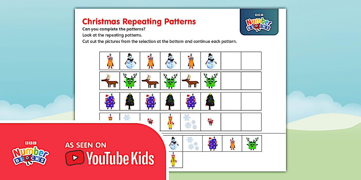 Numberblocks: Christmas Repeating Patterns - Twinkl
