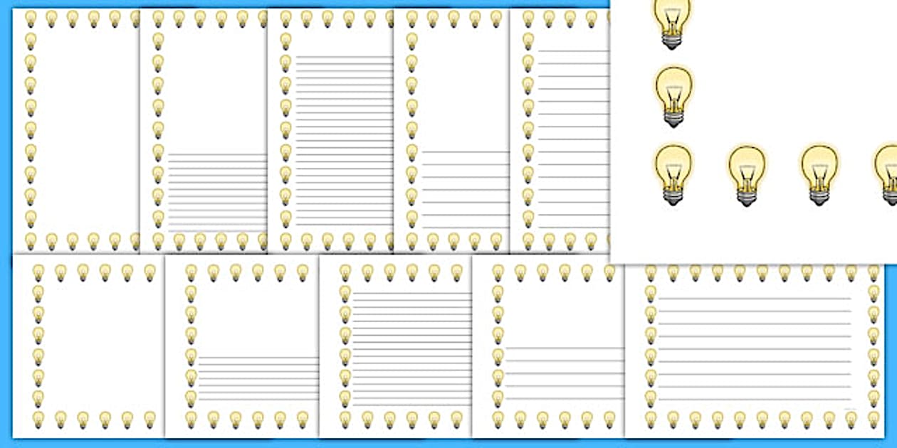 Editable Light Bulb Portrait Page Borders (teacher made)