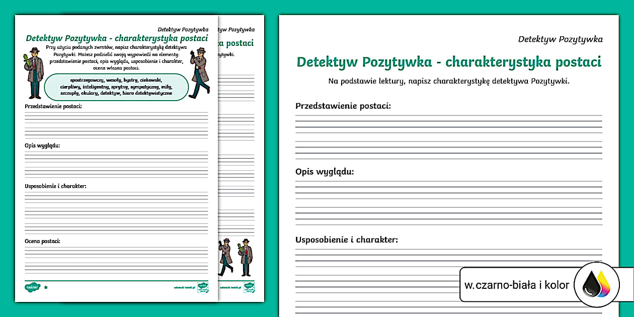 Opis Postaci Klasa 4 Karta Pracy Detektyw Pozytywka | Opis postaci | Karta pracy - Twinkl
