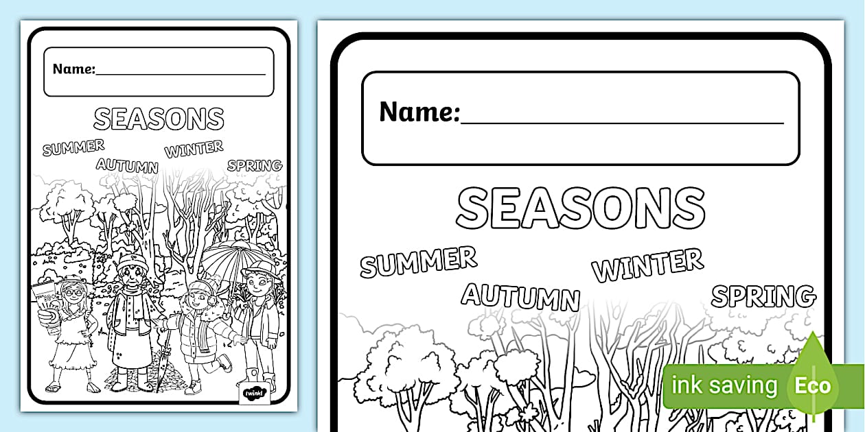 Season Themed Colouring Book Cover - Twinkl