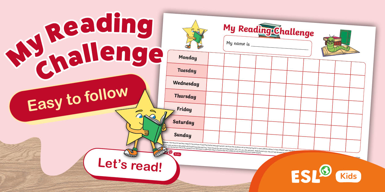 ESL Reading Challenge Rewards Chart {ESL} Twinkl