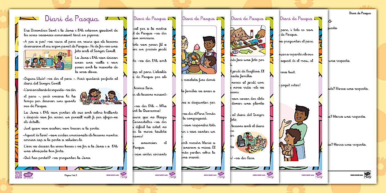 Comprensió lectora per nivells: Diari de Pasqua - Català