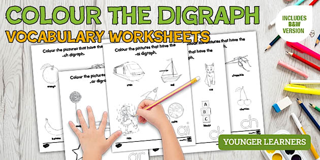 Digraph Colour In Colour the Digraph Vocabulary Worksheets