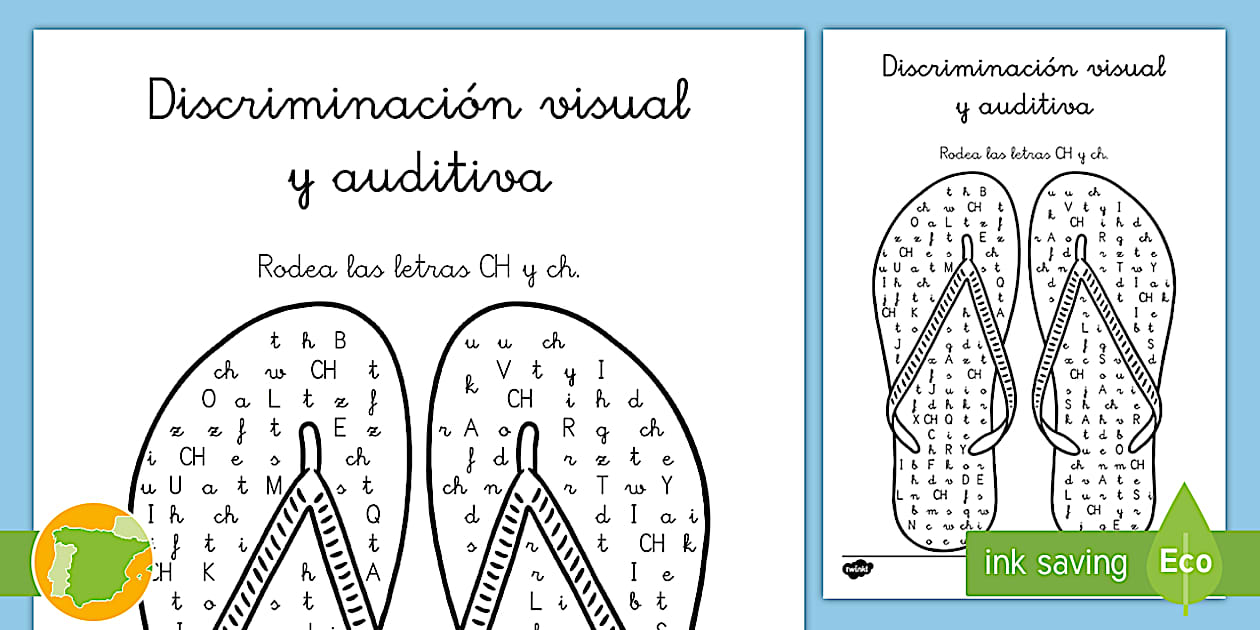 Ficha de discriminación visual y auditiva: La letra CH