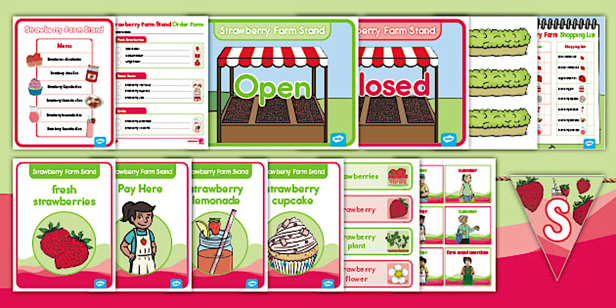 Strawberry Farm Stand Dramatic Play Pack (teacher made)