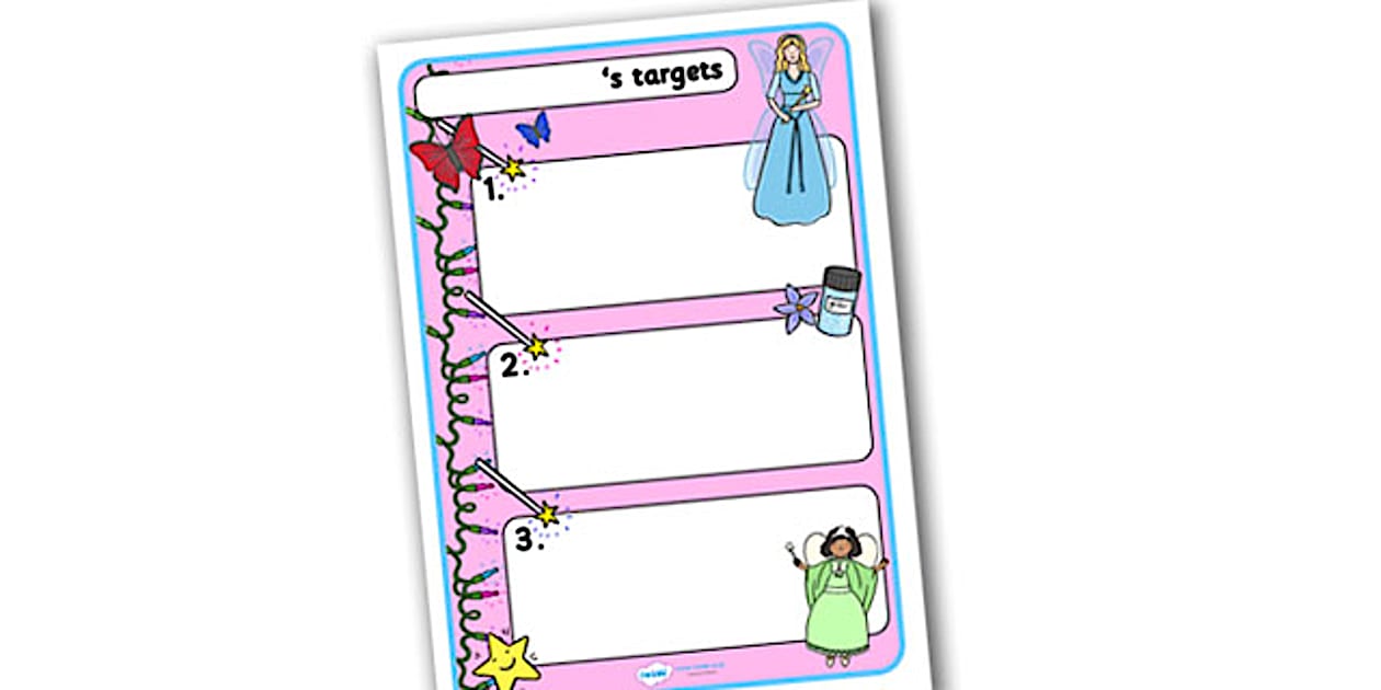 Editable Themed Target Sheets Fairies (l'enseignant a fait)