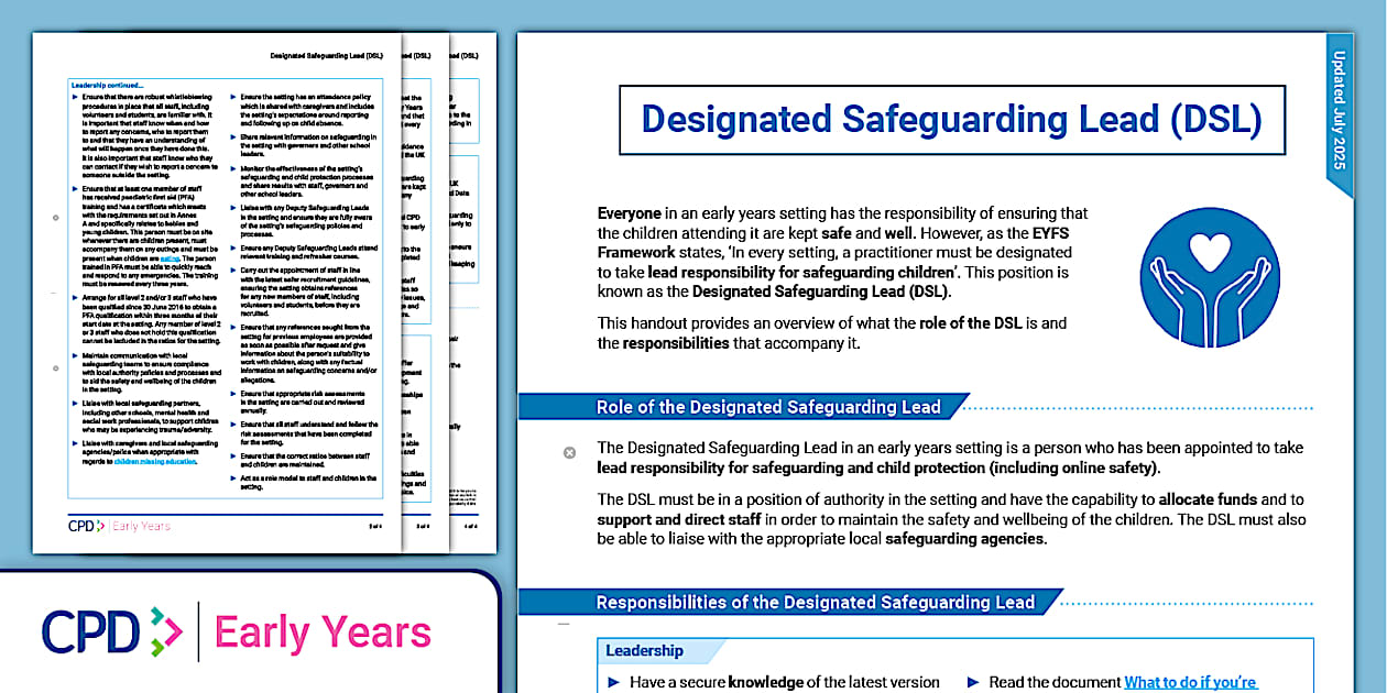 Designated Safeguarding Lead | Handout | Early Years CPD