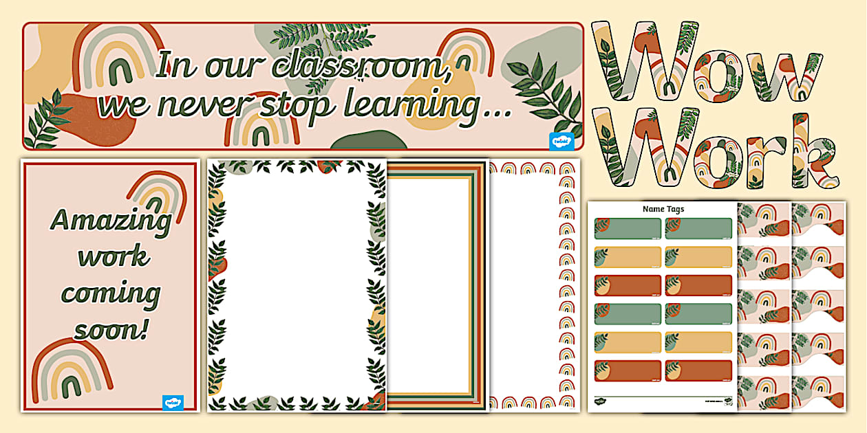 Earth tone classroom display pack⏐Twinkl⏐EYLF - Twinkl