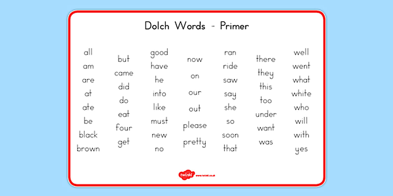 Cursive Dolch Words Word Mat Primer (teacher made) - Twinkl