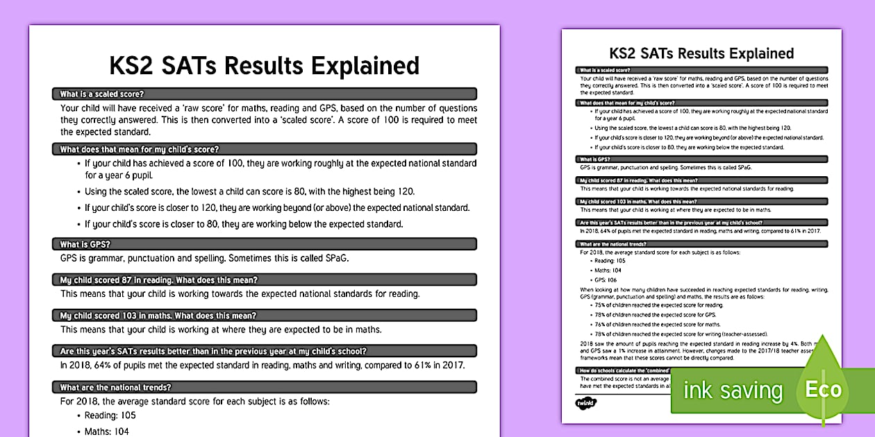 2018 KS2 SATs Scaled Scores Explained-Adult Guidance