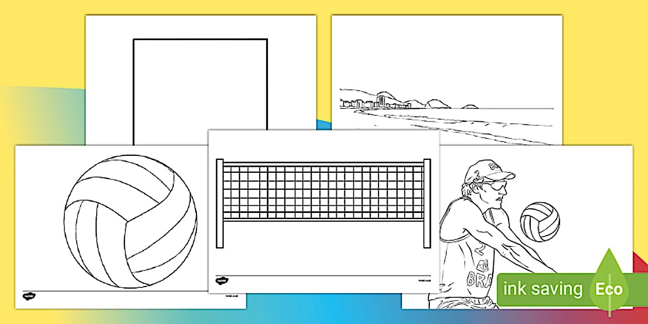 Rio 2016 Olympics Beach Volleyball Coloring Sheets - Twinkl