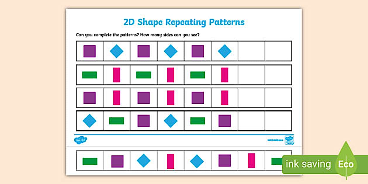 👉 Shapes with 4 Sides 2D Shape Repeating Patterns Activity