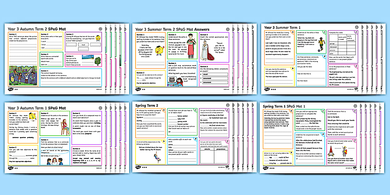 Year 3 Spelling, Punctuation and Grammar Activity Mats Pack